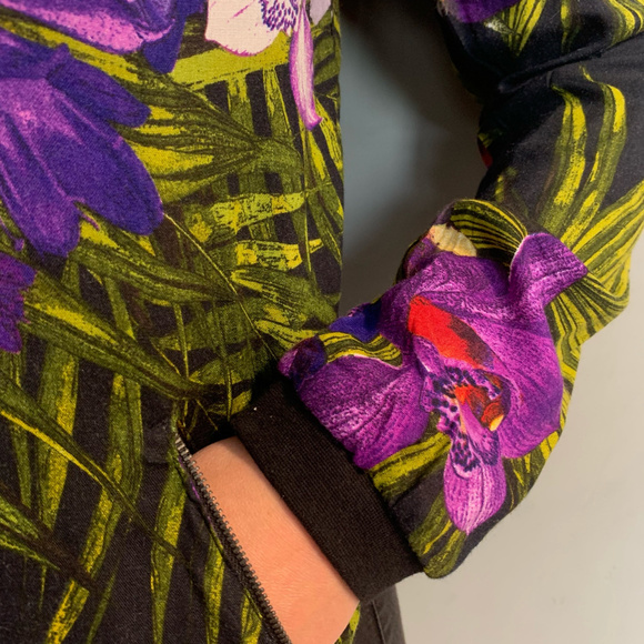 Vintage 90s Grunge Floral Fleece Track Jacket - Picture 4 of 7